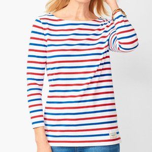 Talbots Authentic Tee Breton Stripe Crew Neck 3/4 Long Sleeve Shirt Size Medium